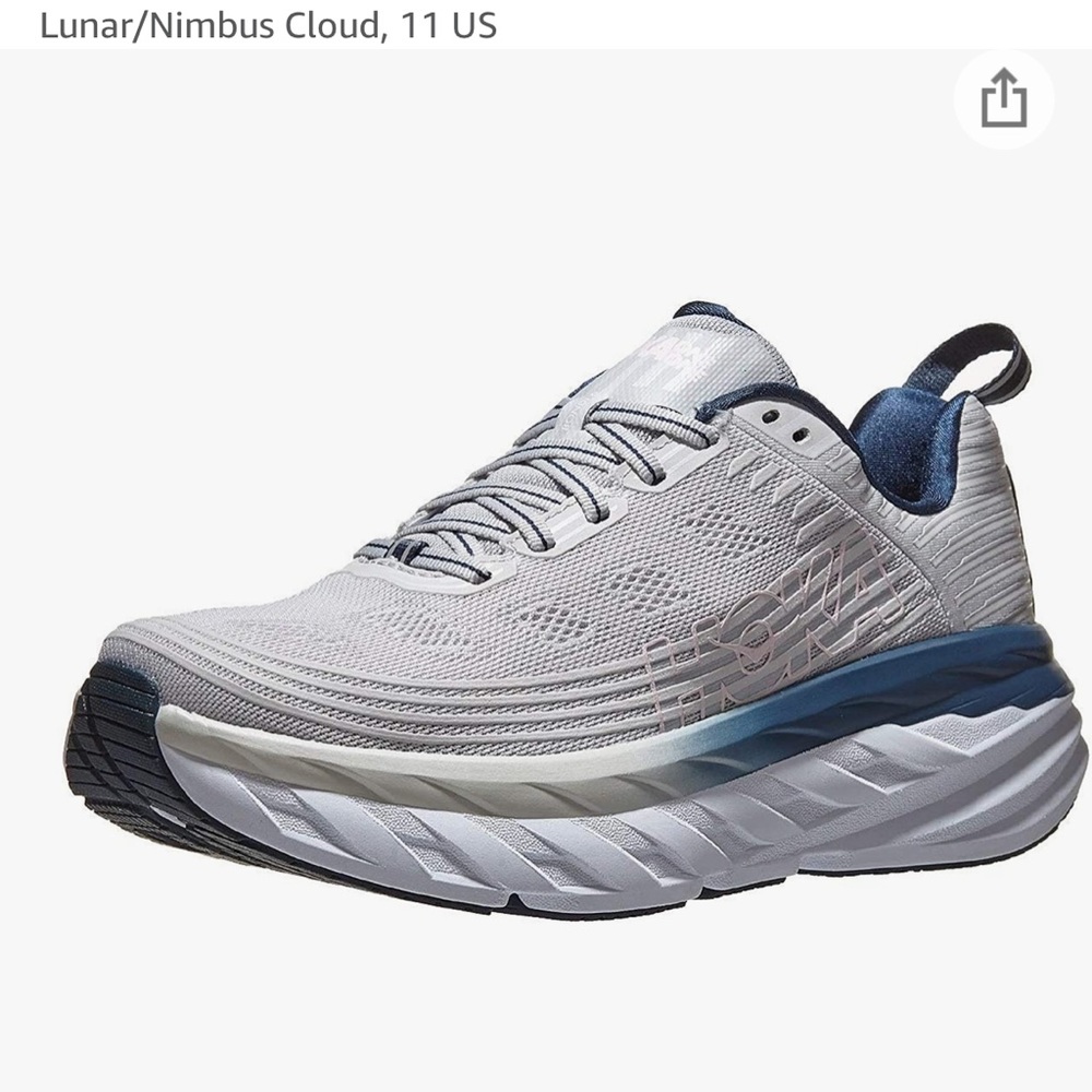 HOKA ONE ONE Women's Bondi 6 Running Shoes, Lunar/Nimbus ( gray ) Cloud size 8